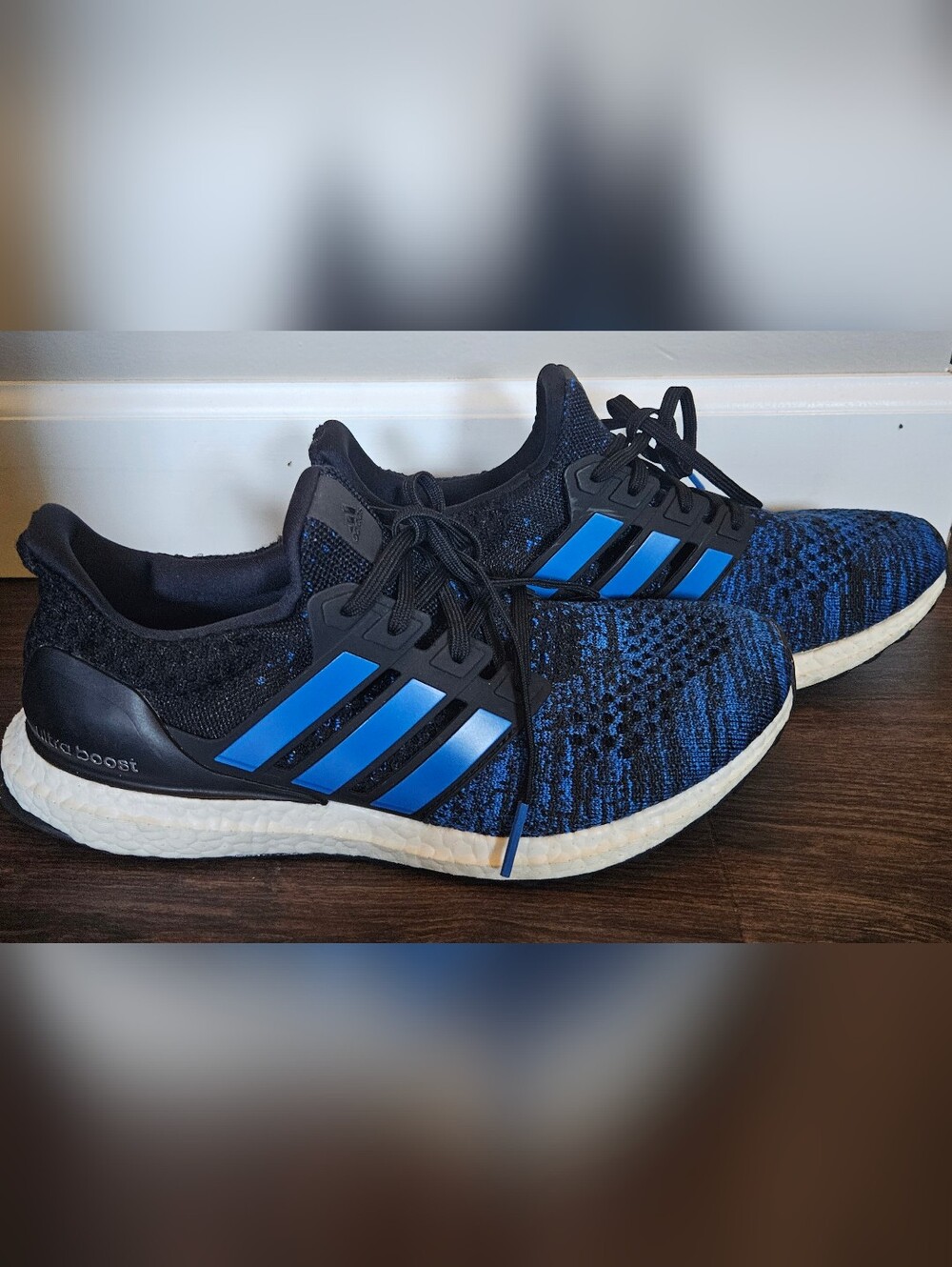 adidas Ultra Boost Black and Blue Men's Athletic Shoes
